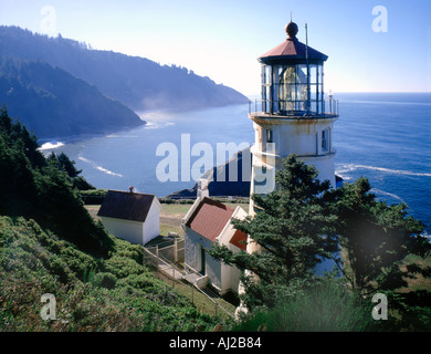 Heceta Head lighthouse at Devils Elbow State Park on the Central Oregon coastline near the town of Florence Stock Photo