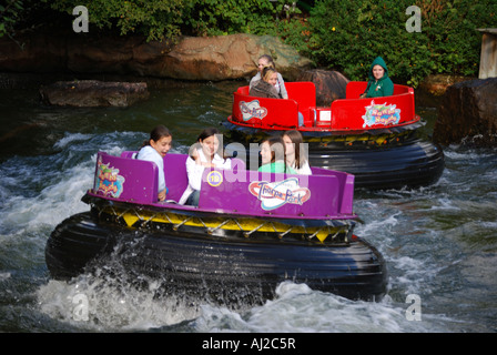 Rumba Rapids Ride, Calypso Quay, Thorpe Park Theme Park, Chertsey, Surrey, UK England Stock Photo