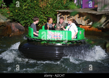 Rumba Rapids Ride, Calypso Quay, Thorpe Park Theme Park, Chertsey, Surrey, UK England Stock Photo