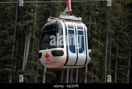 People in Gondola on a ride up Sulphur Mountain in Banff Alberta Canada Stock Photo