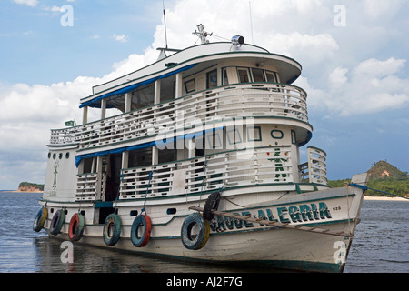 Saude Alegria river boat which provides medical check up along the Rio Tapajos a tributary of the Amazon River in the Amazonas Stock Photo