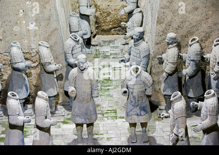 Mausoleum of the first Qin Emperor housed in The Museum of the Terracotta Warriors Pit 3. Opened in 1979 near Xian City Stock Photo