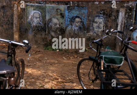 South India Kerela Local Caption Calicut Communist Party Wall Stock Photo