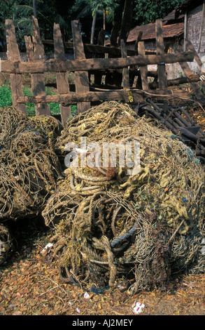 South India Kerela Local Caption Calicut Rope for Boat Building Stock Photo