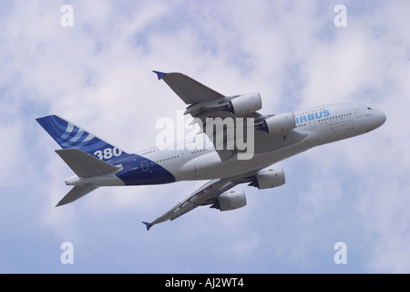 Airbus A380 superjumbo new commercial passenger airliner in flight Stock Photo