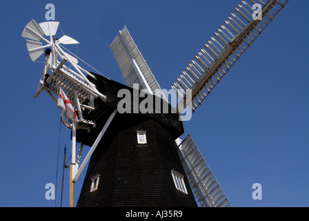 Sarre Windmill Detail of the cap and fantail Stock Photo