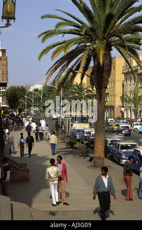 View of a main street in Asmara, the capital of Eritrea Stock Photo