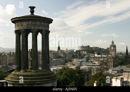 Dugald Stewart Monument on Carlton Hill in Edinburgh, Stock Photo
