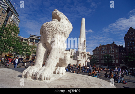 The War Memorial at Dam Square in Amsterdam, Netherlands Stock Photo