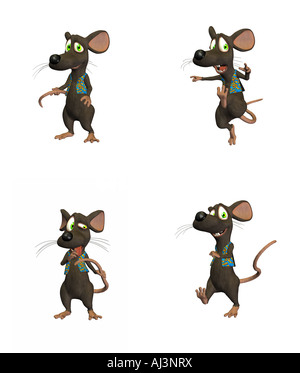 Cartoon Mouse - pack of 4 different poses Stock Photo - Alamy