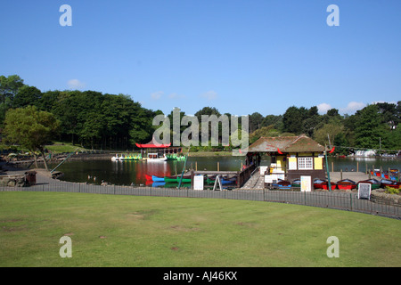 Peasholm Park pictured on the north side in the resort of Scarborough in North Yorkshire in England. Stock Photo