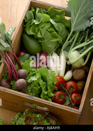 Wooden box of mixed vegetables - high end Hasselblad 61mb digital image Stock Photo