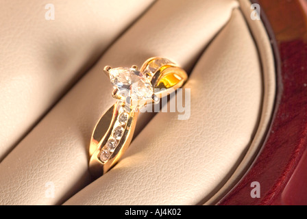 Close up of diamond ring in box Stock Photo