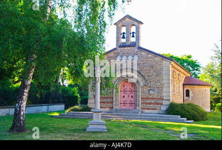 The chapel Chapelle Foujita renovated by Leonard Foujita in the tradition of primitive Christianity, Reims, Champagne, Marne, Ardennes, France Stock Photo