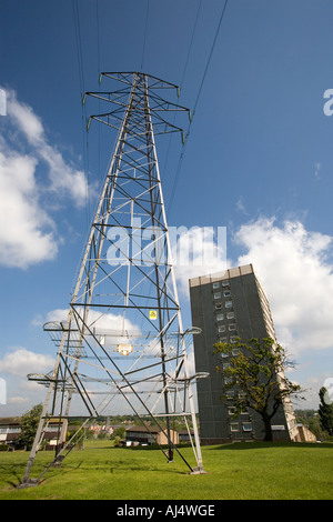 An electricity pylon carrying power to homes in Birmingham West Midlands UK Stock Photo