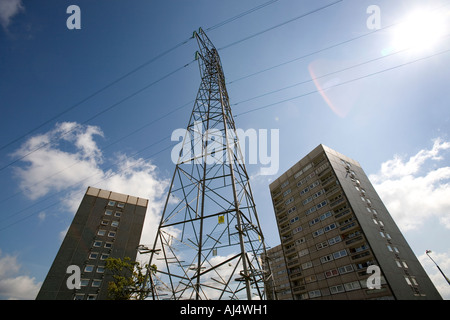 An electricity pylon carrying power to homes in Birmingham West Midlands UK Stock Photo