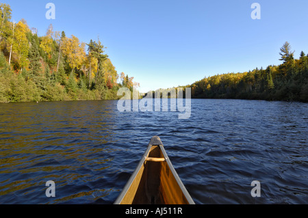 Canoeing on Gordon Lake, Boundary Waters Canoe Area Wilderness, Superior National Forest, Minnesota, USA Stock Photo