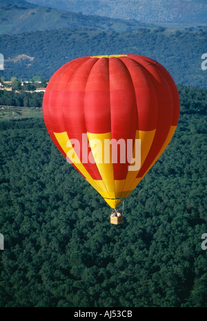 Hot air ballooning in Andalucia Flying over Ronda Andalucia Spain travel Stock Photo