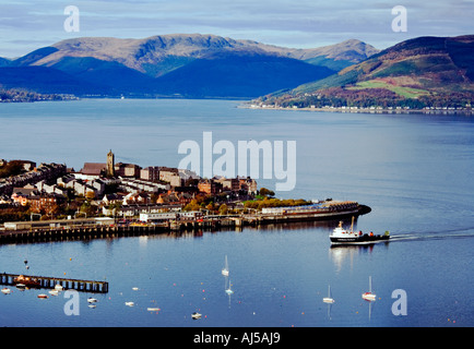 View of Gourock and the firth of Clyde taken from Lyle hill, Scotland. Stock Photo