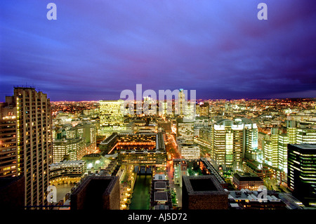 london panoramic night view barbican england uk Stock Photo