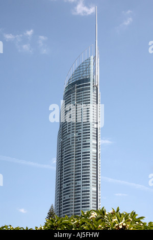 Tall modern appartment or unit Q1 Tower block in Surfers Paradise Queensland QLD Australia Stock Photo