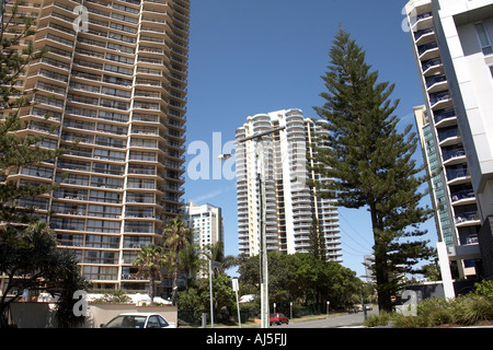 Tall modern appartment of unit tower blocks in Surfers Paradise Queensland QLD Australia Stock Photo