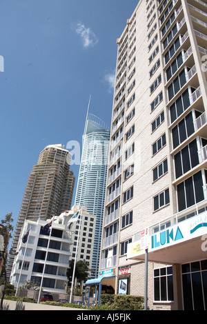 Tall modern appartment of unit tower blocks in Surfers Paradise Queensland QLD Australia Stock Photo