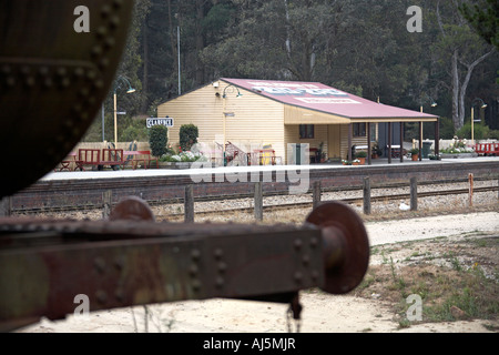 Old rusting goods wagon at Clarence Station near Lithgow on Zig Zag Railway in Blue Mountains New South Wales NSW Australia Stock Photo