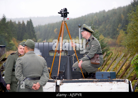 Three Nazis or military Actors, WW2 German Soldiers in Uniform at the Wartime reenactment Weekend on the North Yorkshire Railway at Pickering, UK Stock Photo