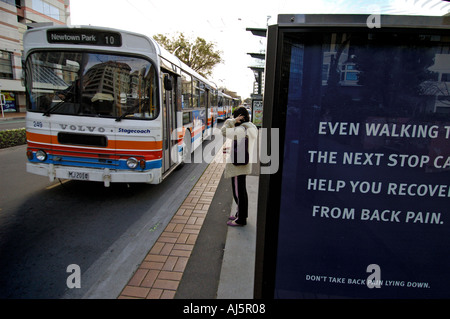 New Zealand Wellington bus stop in city Stock Photo