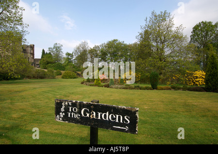 To the Gardens sign at Inverlochy Castle Hotel,Fort William,Scotland Stock Photo