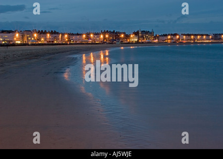 Weymouth seafront at dusk. Stock Photo