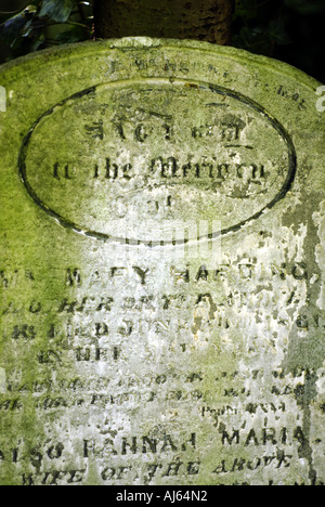 Gravestone detail in Tower Hamlets Cemetery Park London Stock Photo