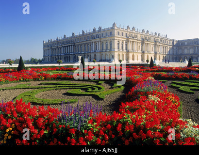 Flower gardens at Palace of Versailles near Paris Stock Photo