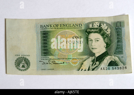 Bank of England one pound note from the 80's Stock Photo