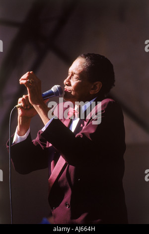 Singer Jimmy Scott at Stockholm summer Jazz Festival on Skeppsholmen Island Stock Photo