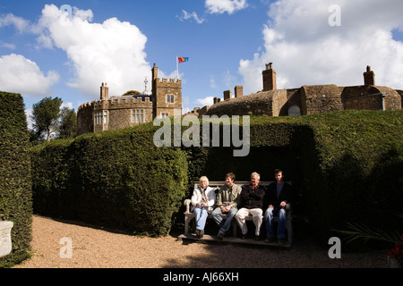 UK Kent Deal Walmer Castle family sat in the gardens