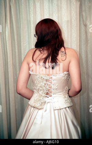 trying on the bridal dress, Stock Photo