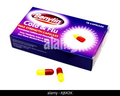 Benylin Cold and Flu Capsules Stock Photo