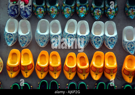 Fridge magnets shaped as clogs for sale at the flower market in Amsterdam Stock Photo