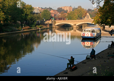 fishing by river medway maidstone kent england uk gb Stock Photo