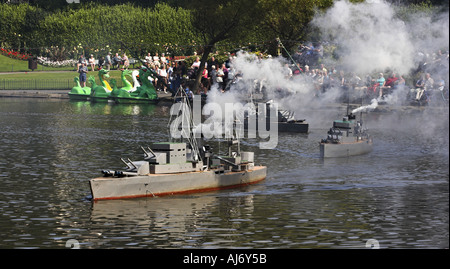 Naval Warfare at Peasholm Park Scarborough Yorkshire UK Stock Photo