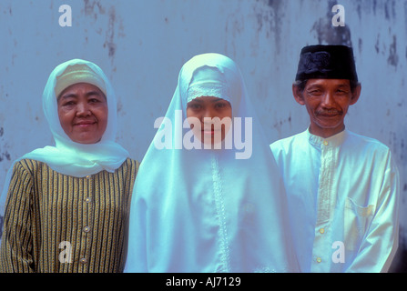 Javanese mother father and daughter Java Indonesia Southeast Asia Model Released Image Stock Photo