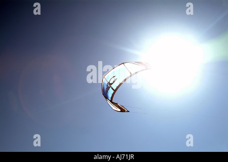 A kite flowing in the sun taken on a beach in south wales the gower Llangennith Stock Photo