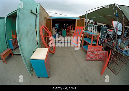 Mongolian national dwelling ger or yurt on sale. Khovd city public market. Mongolia Stock Photo