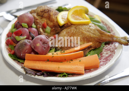 Pocono Poconos Mountains Pennsylvania,Hawley,Woodloch Resort,Main Lodge,Dining Room,plate,dish,food,PA070922036 Stock Photo