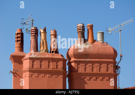 Unusual chimneys in the skyline of Bexhill, East Sussex. Picture by Jim Holden. Stock Photo