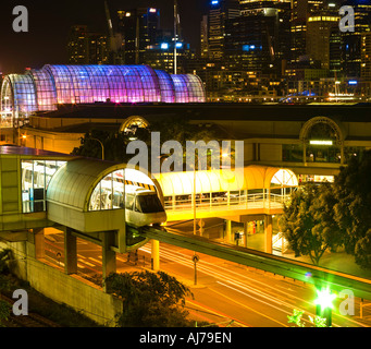 Sydney, monorail station at night Stock Photo