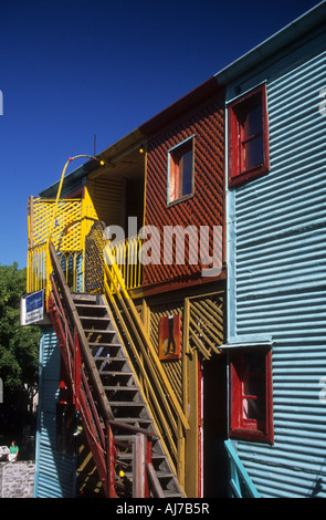 Colourful corrugated iron house in El Caminito street, La Boca, Buenos Aires, Argentina Stock Photo