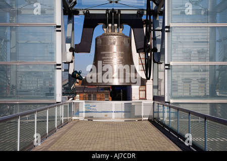 The World Peace Bell located in Newport Kentucky at the Millennium Monument is the worlds largest swinging bell, Newport KY. Stock Photo